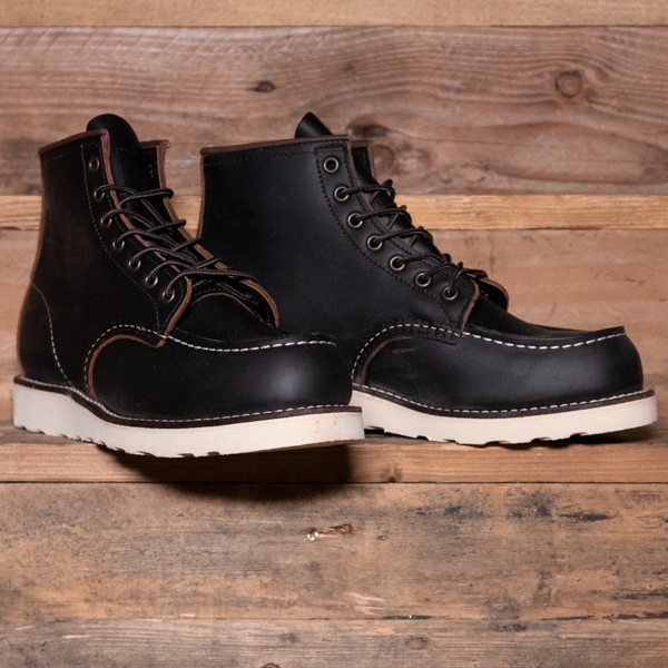 Black RED WING SHOES CLASSIC MOC LACE-UP BOOTS (08849D)