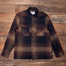 WAX LONDON Whiting Overshirt Ombre Giant Windowpane Navy Caramel