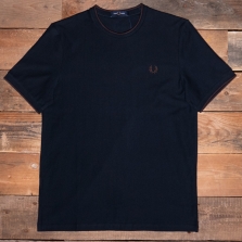 Fred Perry M8585 Crepe Pique T Shirt 608 Navy