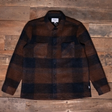 WAX LONDON Whiting Overshirt Mohair Check Brown Blue