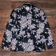 WAX LONDON Whiting Overshirt Floral Quilt Ecru Blue