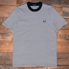 Fred Perry M6581 Fine Stripe T Shirt 267 Navy Snow White